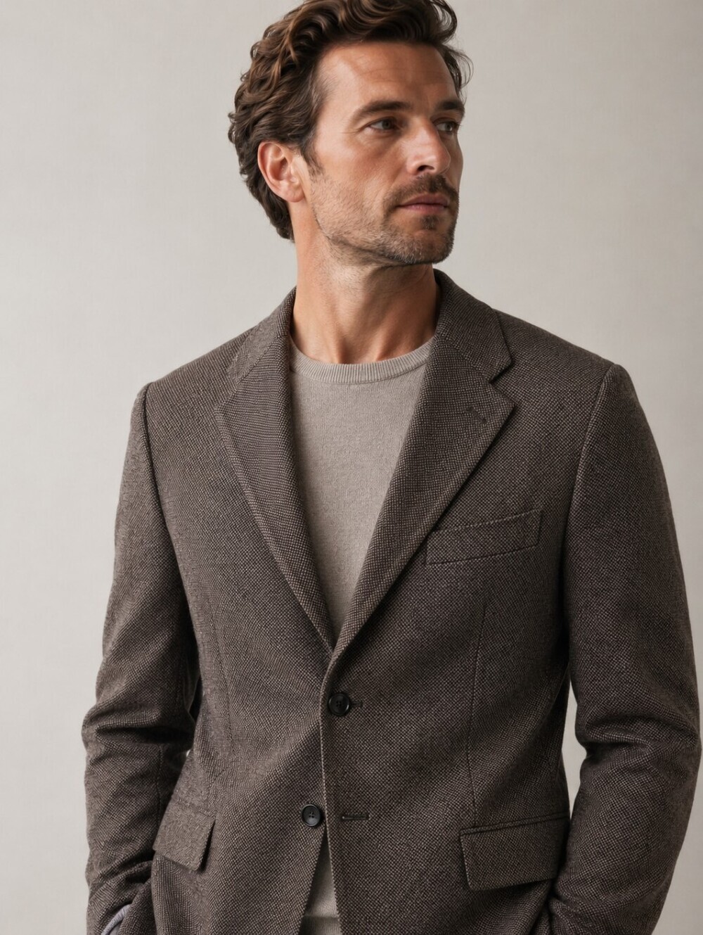 AQUASCUTUM London Cashgora Wool Blazer Size 42L Brown Luxury Tailored Sport Coat